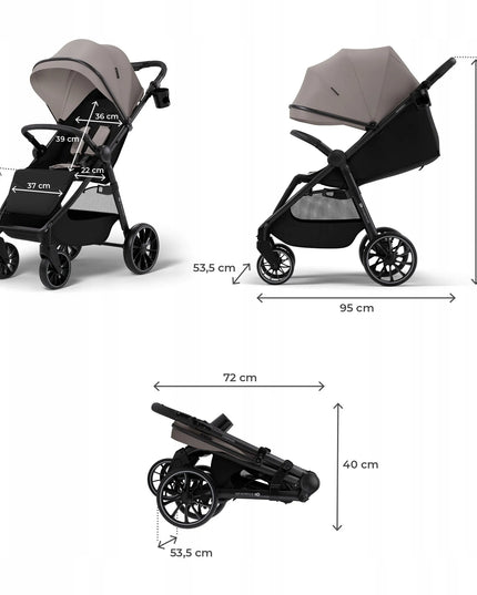 Vaikiškas vežimėlis Kinderkraft GRANDE 2, lengvas, dideli ratai, iki 22 kg