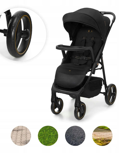Vaikiškas vežimėlis Kinderkraft TRIG 3, iki 22 kg, su padėklu, lengvas, sulankstomas, dideli ratai