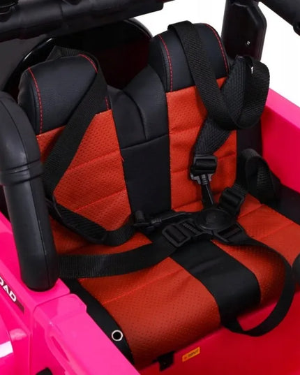 Vaikiškas visureigis Full Time 4WD 4x4 rožinis su nuotolinio valdymo pulteliu, garso sistema ir LED
