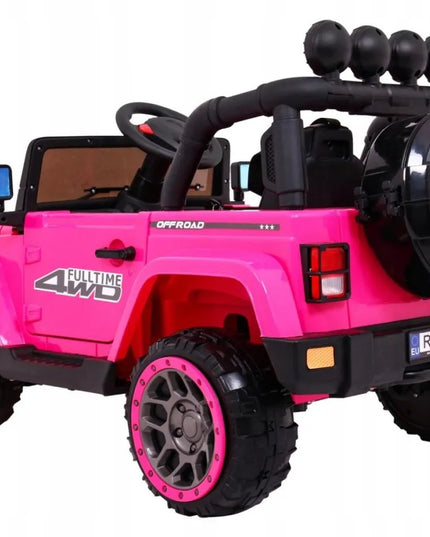 Vaikiškas visureigis Full Time 4WD 4x4 rožinis su nuotolinio valdymo pulteliu, garso sistema ir LED