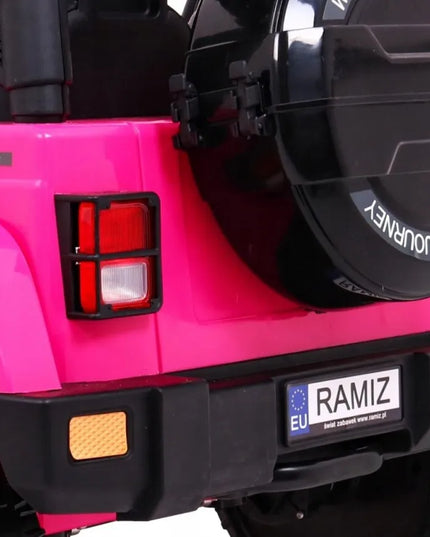 Vaikiškas visureigis Full Time 4WD 4x4 rožinis su nuotolinio valdymo pulteliu, garso sistema ir LED