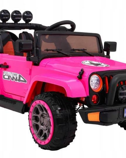 Vaikiškas visureigis Full Time 4WD 4x4 rožinis su nuotolinio valdymo pulteliu, garso sistema ir LED