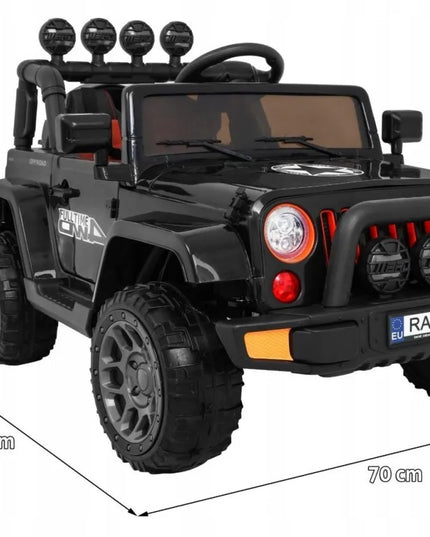 Vaikiškas visureigis Full Time 4WD, juodas, 4x4 pavara + distancinis valdymo pultas
