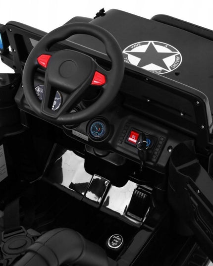 Vaikiškas visureigis Full Time 4WD, juodas, 4x4 pavara + distancinis valdymo pultas