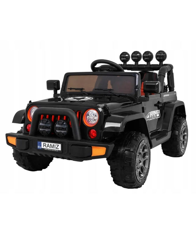 Vaikiškas visureigis Full Time 4WD, juodas, 4x4 pavara + distancinis valdymo pultas