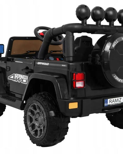 Vaikiškas visureigis Full Time 4WD, juodas, 4x4 pavara + distancinis valdymo pultas
