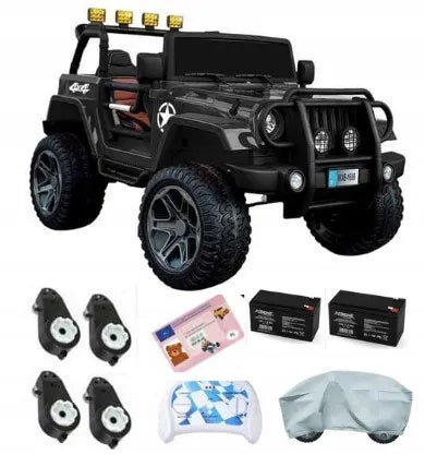 Vaikiškas visureigis Jeep Monster 4x4, raudonas + nuotolinio valdymo pultas + reguliuojama sėdynė