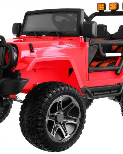 Vaikiškas visureigis Jeep Monster 4x4, raudonas + nuotolinio valdymo pultas + reguliuojama sėdynė