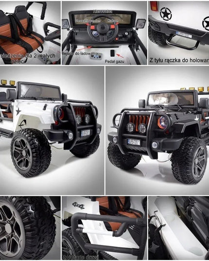 Vaikiškas visureigis Jeep Monster 4x4, raudonas + nuotolinio valdymo pultas + reguliuojama sėdynė