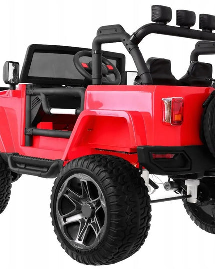 Vaikiškas visureigis Jeep Monster 4x4, raudonas + nuotolinio valdymo pultas + reguliuojama sėdynė
