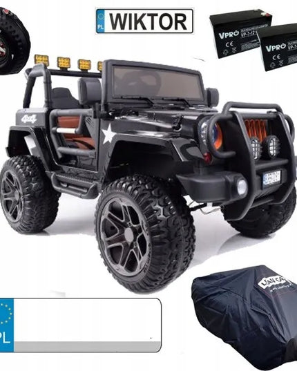 Vaikiškas visureigis Jeep Monster 4x4, raudonas + nuotolinio valdymo pultas + reguliuojama sėdynė