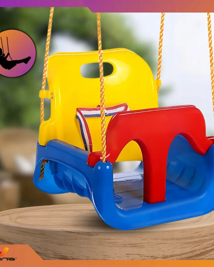 Vaikiškos 4-in-1 sūpuoklės – plastikinės, naudojimui namuose ir sode, su saugos diržais