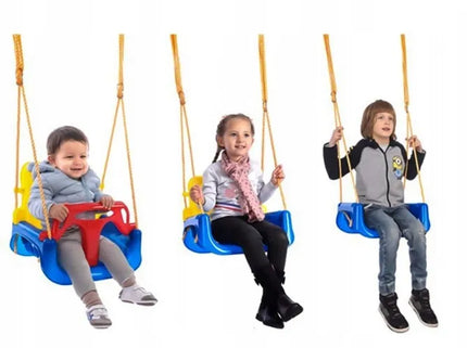 Vaikiškos sodo sūpynės COIL 3in1 tvirtos kėdutės tipo su diržais žalios