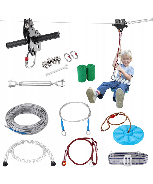 Vaikų lyno trasa su nerūdijančio plieno lynu, 30 metrų