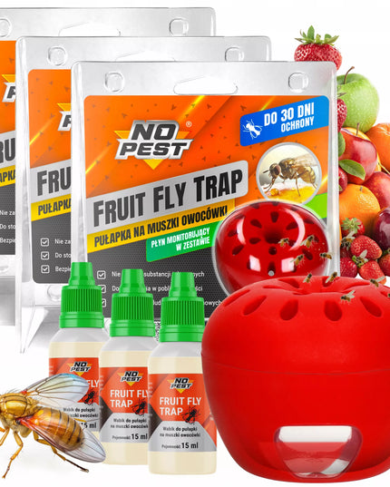 Vaisinių muselių gaudyklė Fruit Fly Trap No Pest + masalas 15 ml (3 vnt.)