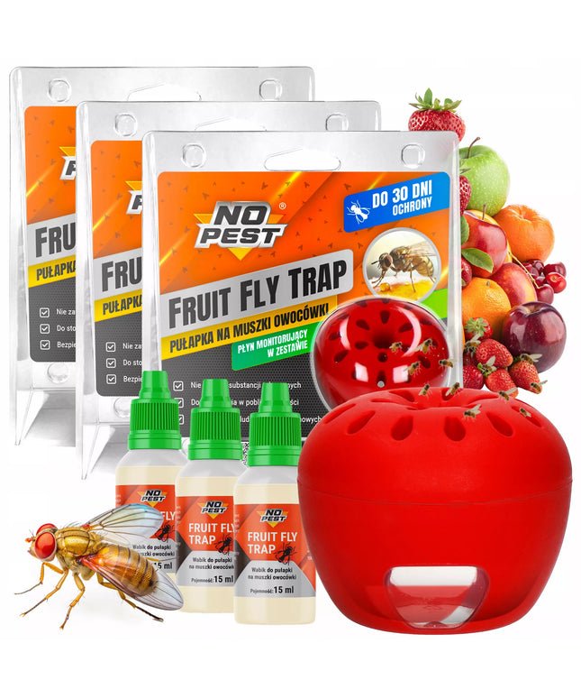 Vaisinių muselių gaudyklė Fruit Fly Trap No Pest + masalas 15 ml (3 vnt.)