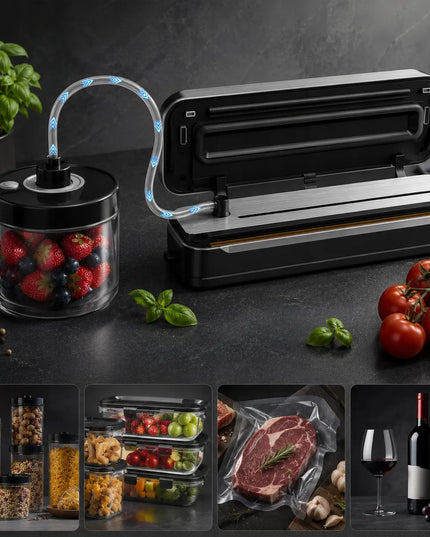 Vakuuminis maisto pakuotojas 7-in-1, galingas automatinis 135W aparatas su priedais