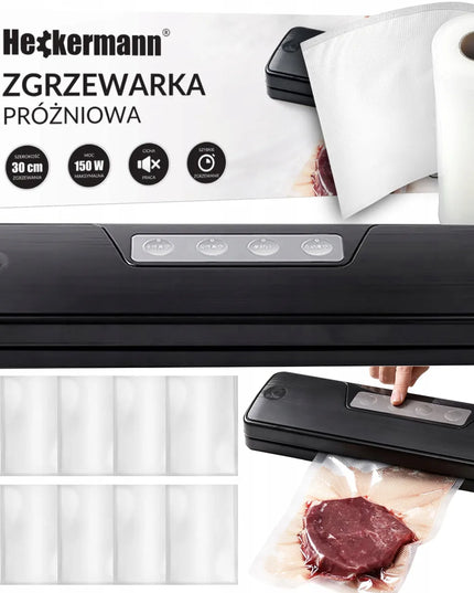 Vakuuminis maisto pakuotuvas Heckermann GM-77 juodas + plėvelė 28x600 cm
