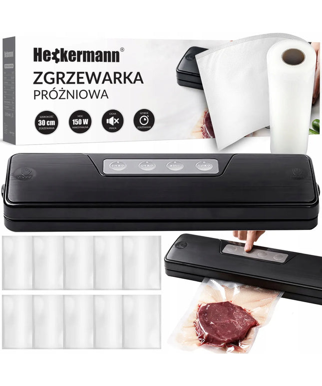 Vakuuminis maisto pakuotuvas Heckermann GM-77 juodas + plėvelė 28x600 cm
