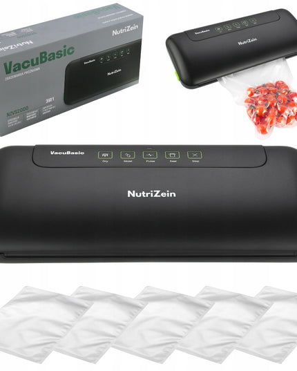 Maisto vakuumavimo aparatas NutriZein NZVS2000 VacuBasic su maišeliais – vakuuminė pakavimo mašina ilgesniam šviežumui