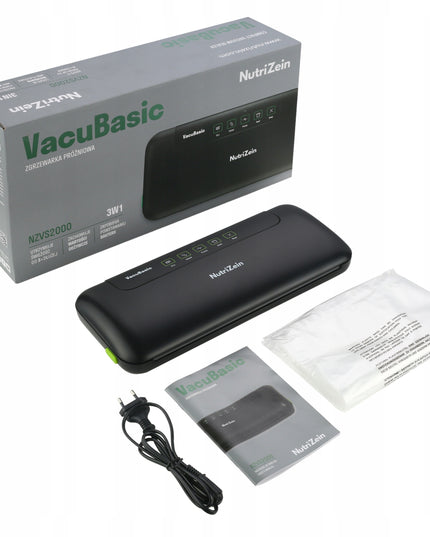 Maisto vakuumavimo aparatas NutriZein NZVS2000 VacuBasic su maišeliais – vakuuminė pakavimo mašina ilgesniam šviežumui