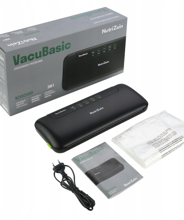 Maisto vakuumavimo aparatas NutriZein NZVS2000 VacuBasic su maišeliais – vakuuminė pakavimo mašina ilgesniam šviežumui