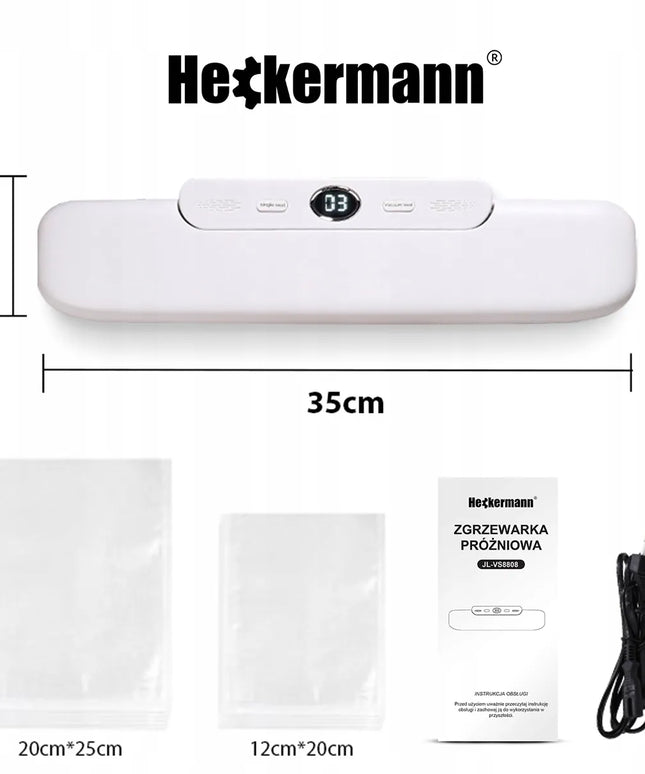 Vakuuminis pakuotojas Heckermann JL-VS8808 balta spalva + plėvelė 28x600cm