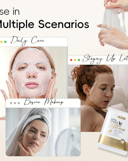 Veido kaukės su sraigių mucinu ir kolagenu – intensyviai drėkinančios, jauninančios, hipoalerginės – LAIKOU Korea 20 vnt.