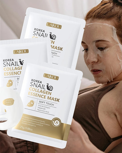 Veido kaukės su sraigių mucinu ir kolagenu – intensyviai drėkinančios, jauninančios, hipoalerginės – LAIKOU Korea 20 vnt.