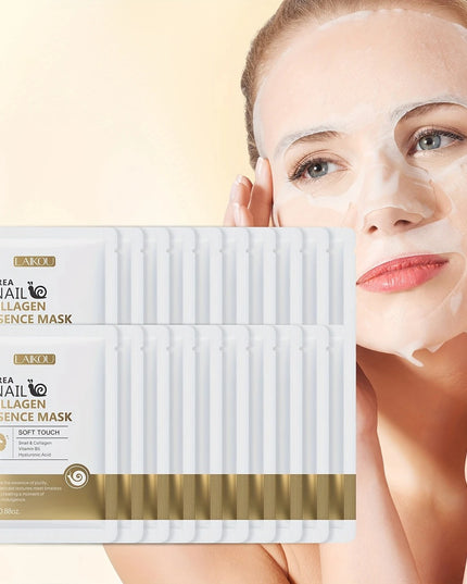 Veido kaukės su sraigių mucinu ir kolagenu – intensyviai drėkinančios, jauninančios, hipoalerginės – LAIKOU Korea 20 vnt.