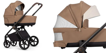 Venicci Claro lengvas 3-in-1 vežimėlis su Cybex automobiline kėdute ir priedais, Caramel