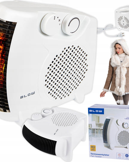 Elektrinis ventiliatorinis šildytuvas 2000W su termostatu, horizontalus ir vertikalus režimas, patalpų ir vonios kambariui