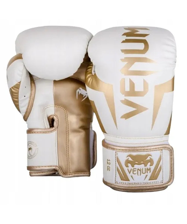 Venum Elite bokso pirštinės White/Gold 12OZ