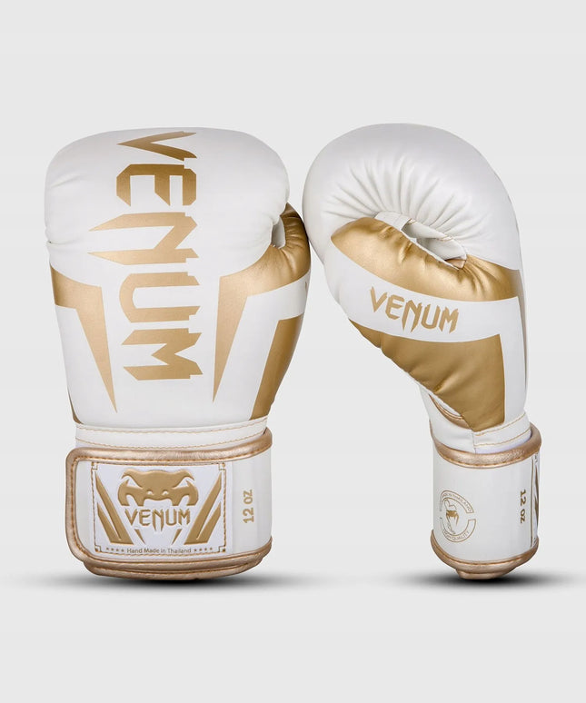 Venum Elite bokso pirštinės White/Gold 12OZ