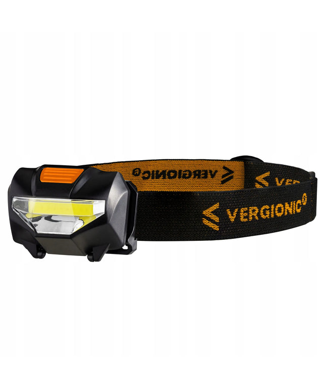 Vergionic LED COB galvos žibintuvėlis, atsparus vandeniui, 3W, su baterijomis