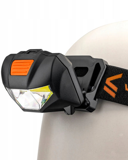 Vergionic LED COB galvos žibintuvėlis, atsparus vandeniui, 3W, su baterijomis