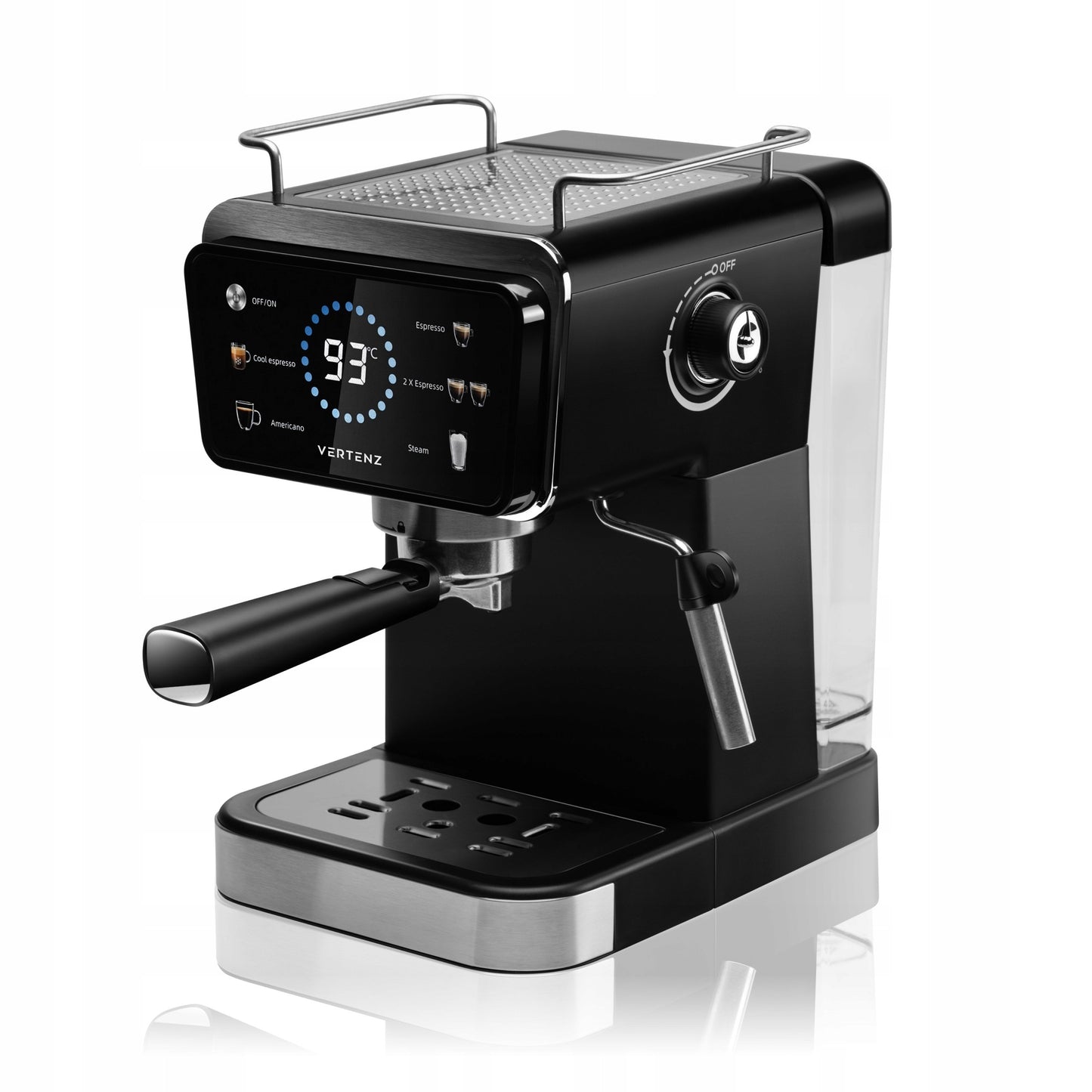 Espresso kavos aparatas Vertenz Puro 40 – 20 barų slėgis, 1350W, Thermoblock, 1.5L, profesionalus kapučinatorius