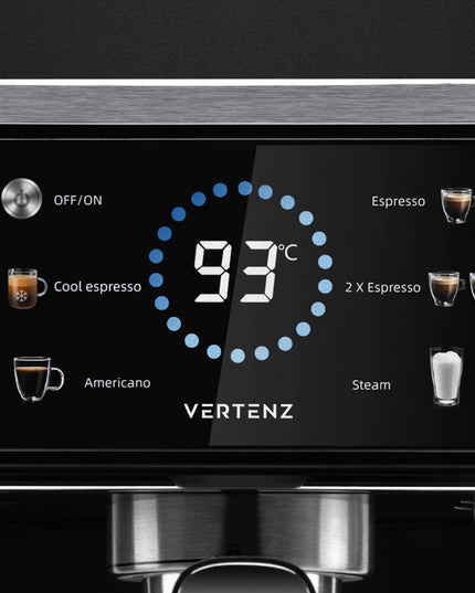 Espresso kavos aparatas Vertenz Puro 40 – 20 barų slėgis, 1350W, Thermoblock, 1.5L, profesionalus kapučinatorius