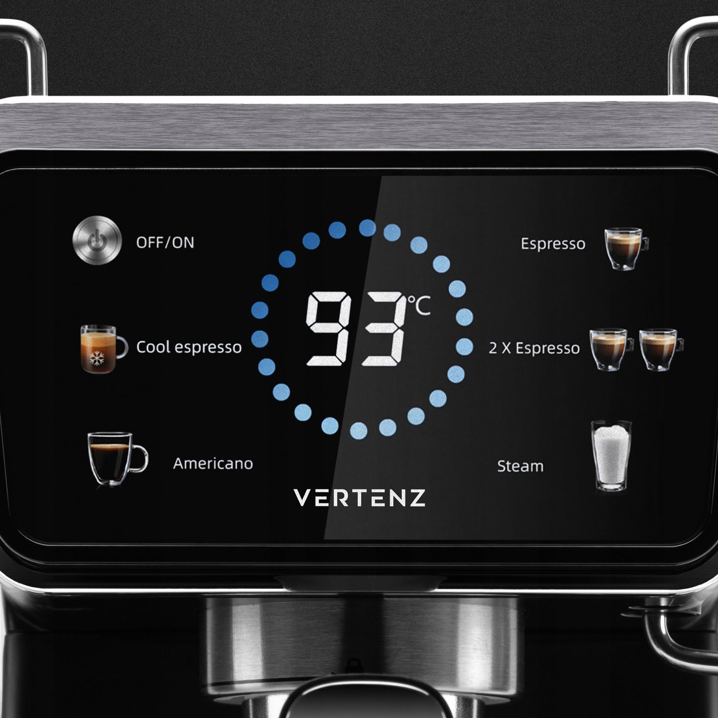 Espresso kavos aparatas Vertenz Puro 40 – 20 barų slėgis, 1350W, Thermoblock, 1.5L, profesionalus kapučinatorius