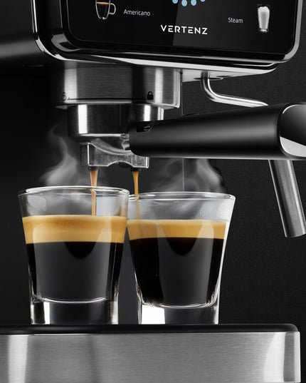 Espresso kavos aparatas Vertenz Puro 40 – 20 barų slėgis, 1350W, Thermoblock, 1.5L, profesionalus kapučinatorius