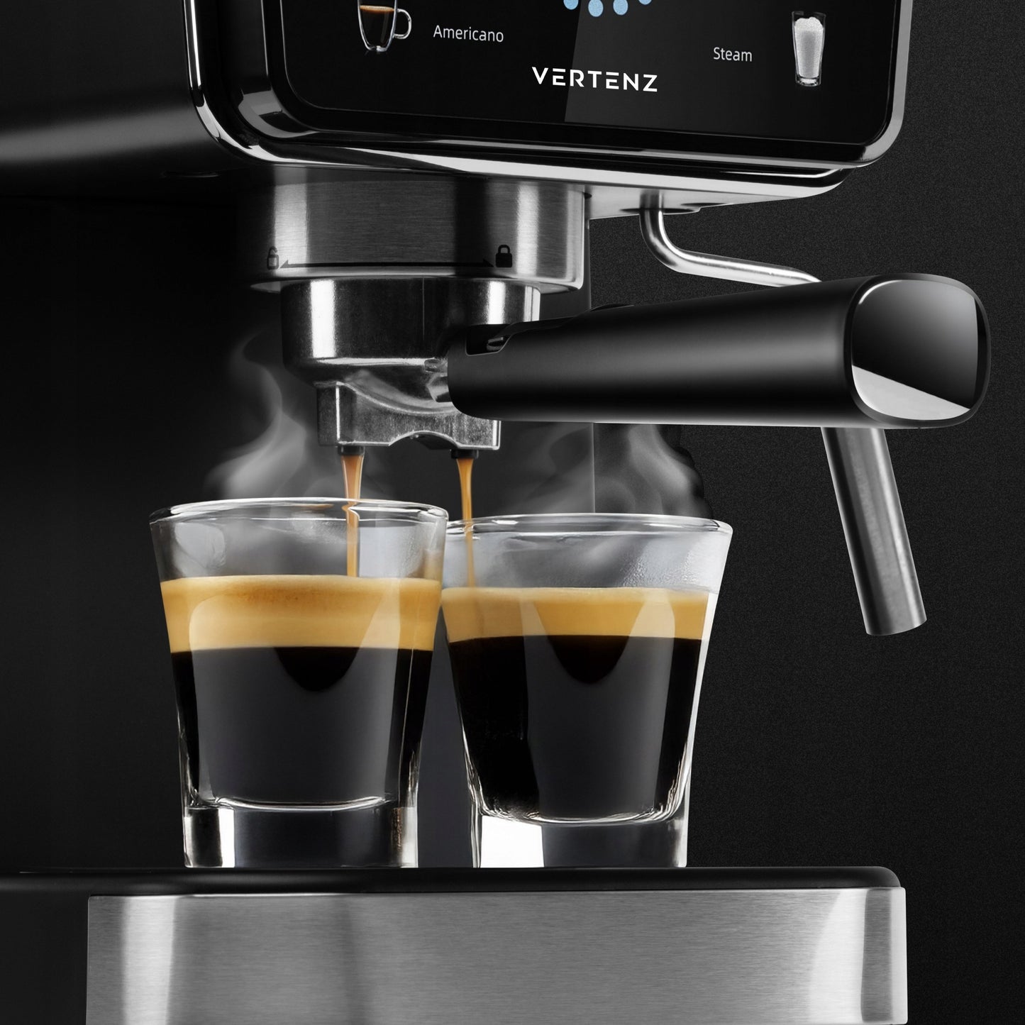 Espresso kavos aparatas Vertenz Puro 40 – 20 barų slėgis, 1350W, Thermoblock, 1.5L, profesionalus kapučinatorius