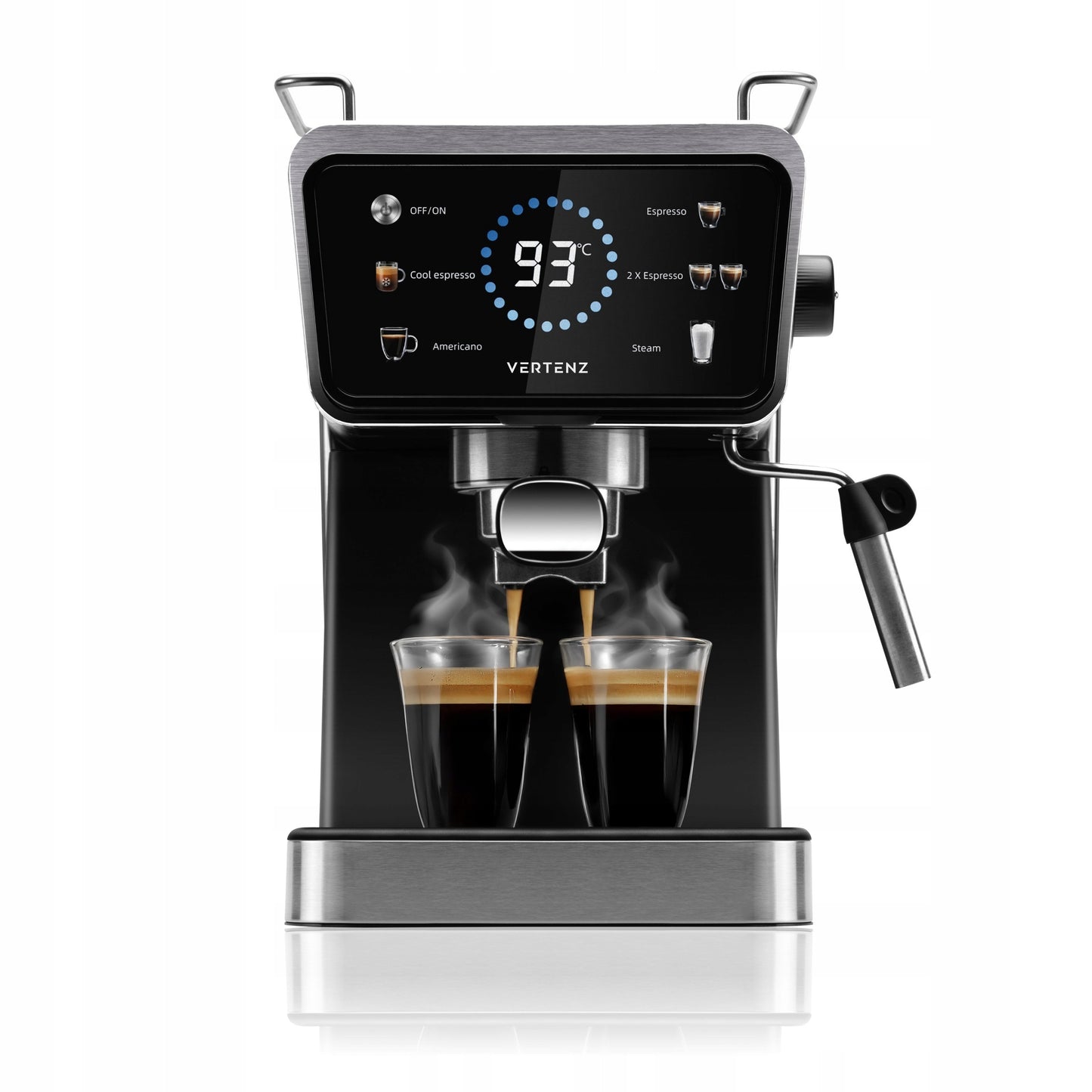 Espresso kavos aparatas Vertenz Puro 40 – 20 barų slėgis, 1350W, Thermoblock, 1.5L, profesionalus kapučinatorius