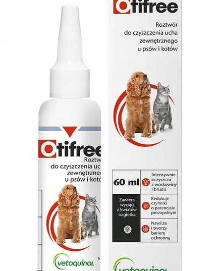 Vetoquinol Otifree 60 ml ausų valymo tirpalas šunims ir katėms