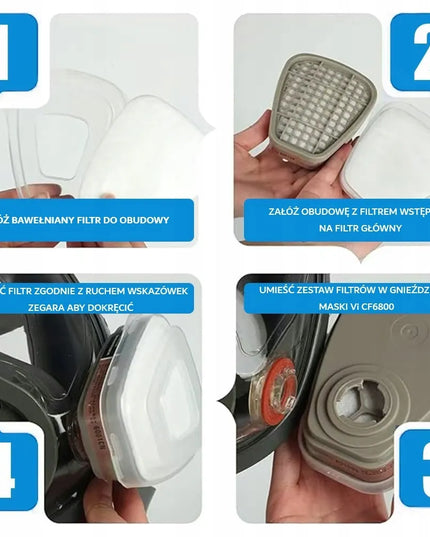 VI CF6800 visos veido apsauginė dažymo kaukė, paruoštas naudojimui komplektas
