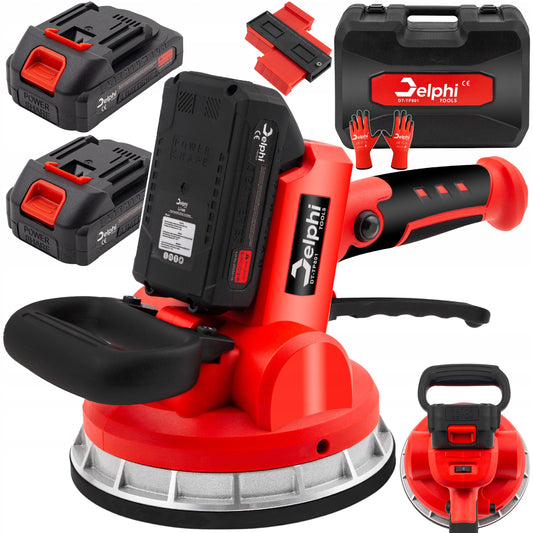 Vibruojantis plytelių lyginimo siurbtukas Delphi Tools 1000W 21V su 2 baterijomis, 6 vibracijos lygiais ir 150 kg keliamąja galia