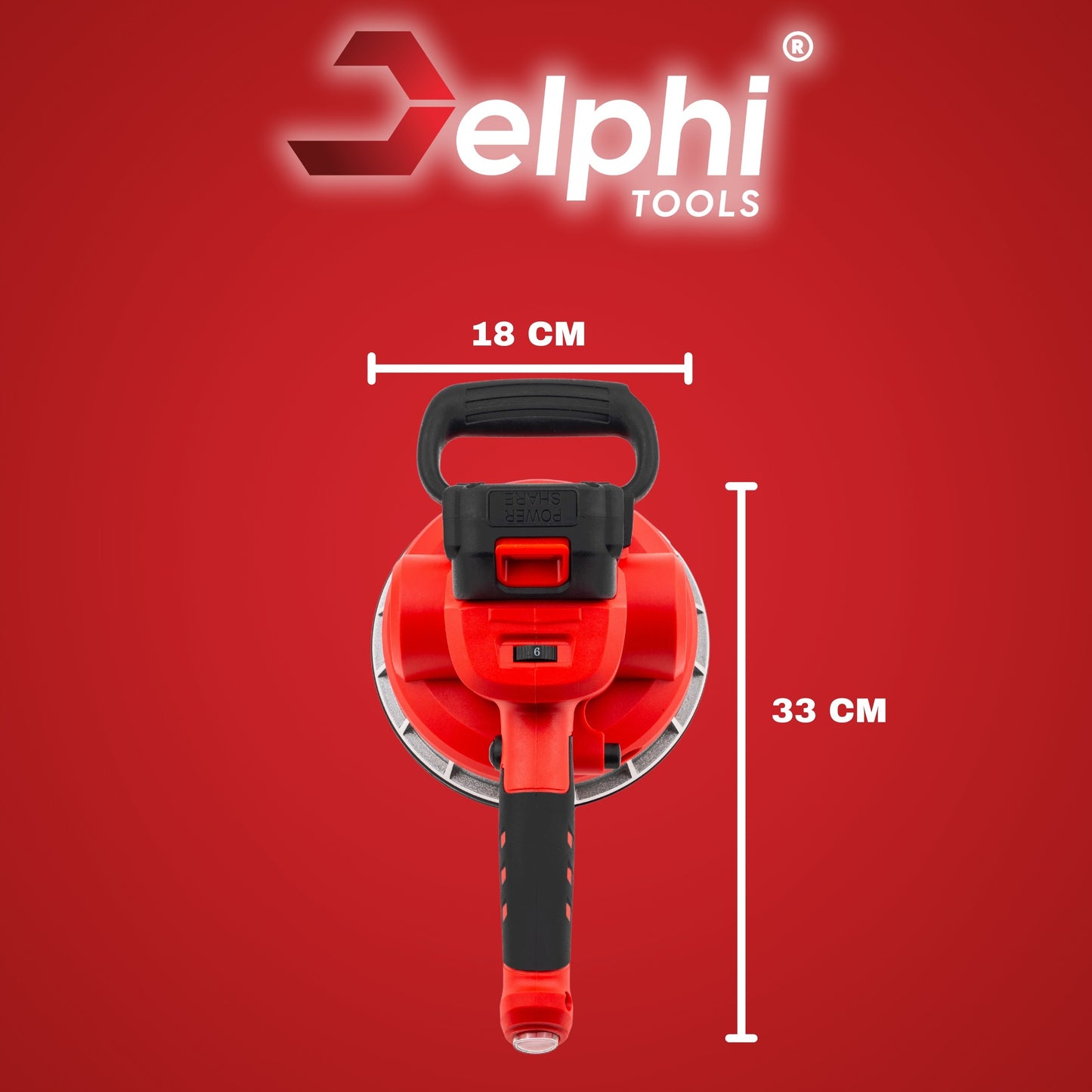 Vibruojantis plytelių lyginimo siurbtukas Delphi Tools 1000W 21V su 2 baterijomis, 6 vibracijos lygiais ir 150 kg keliamąja galia