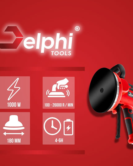 Vibruojantis plytelių lyginimo siurbtukas Delphi Tools 1000W 21V su 2 baterijomis, 6 vibracijos lygiais ir 150 kg keliamąja galia