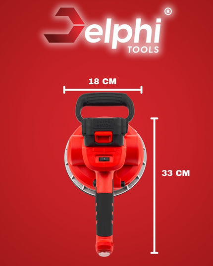 Vibruojantis plytelių lyginimo siurbtukas Delphi Tools 1000W 21V su 2 baterijomis, 6 vibracijos lygiais ir 150 kg keliamąja galia