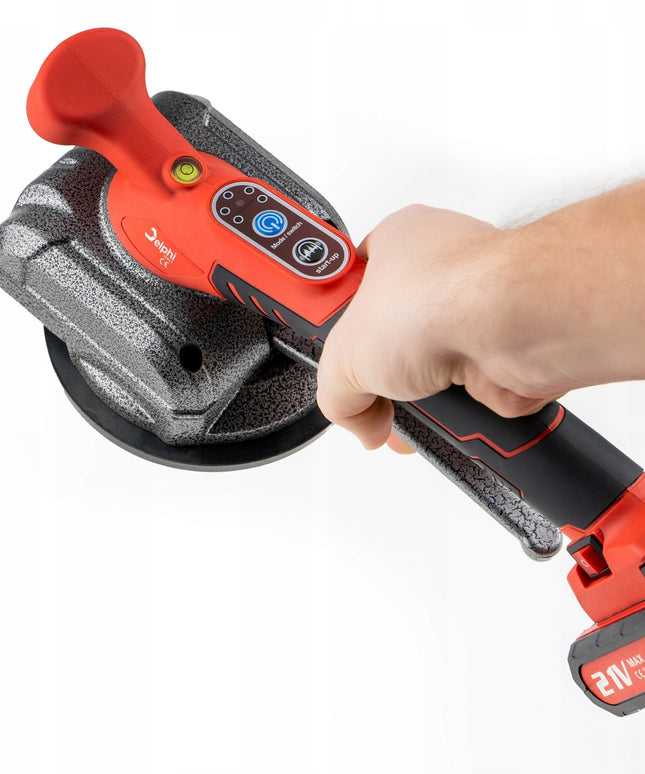 Vibruojantis plytelių kėlimo ir lyginimo siurbtukas Delphi Tools 21V su 2 baterijomis, 5 greičiais ir lagaminu