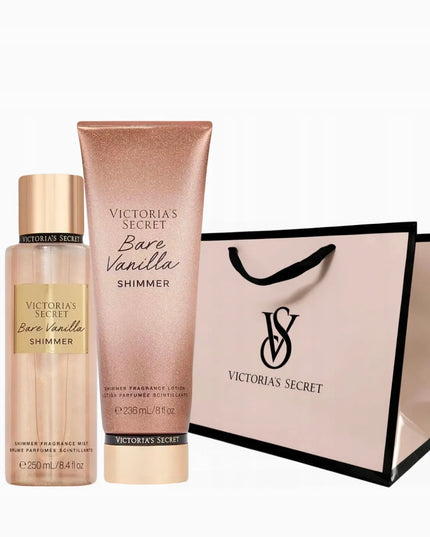 Victoria's Secret Bare Vanilla Shimmer kūno kosmetikos rinkinys su rankine